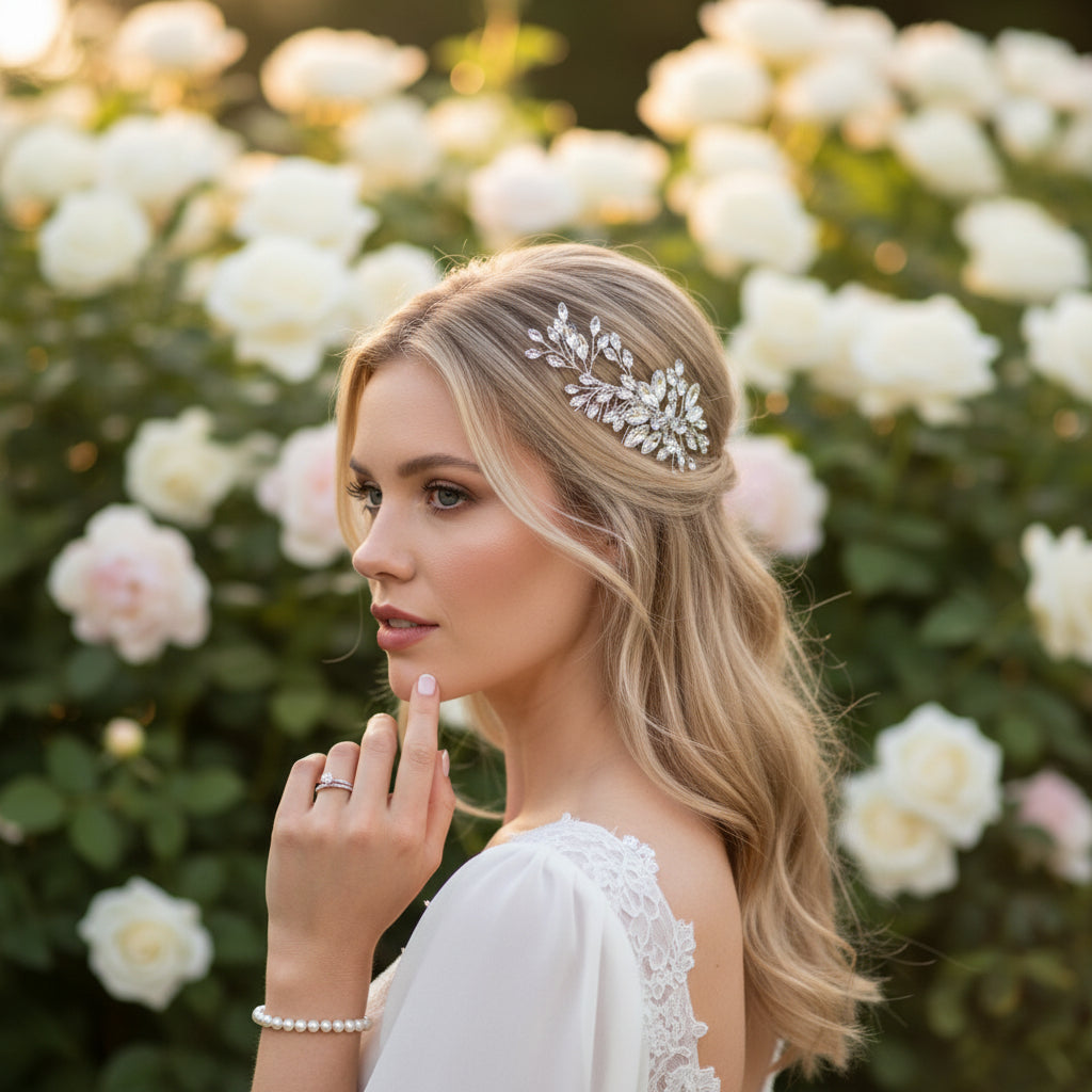 ATHENA COLLECTION - GLITZY GLAM HAIR COMB - HC272 SILVER