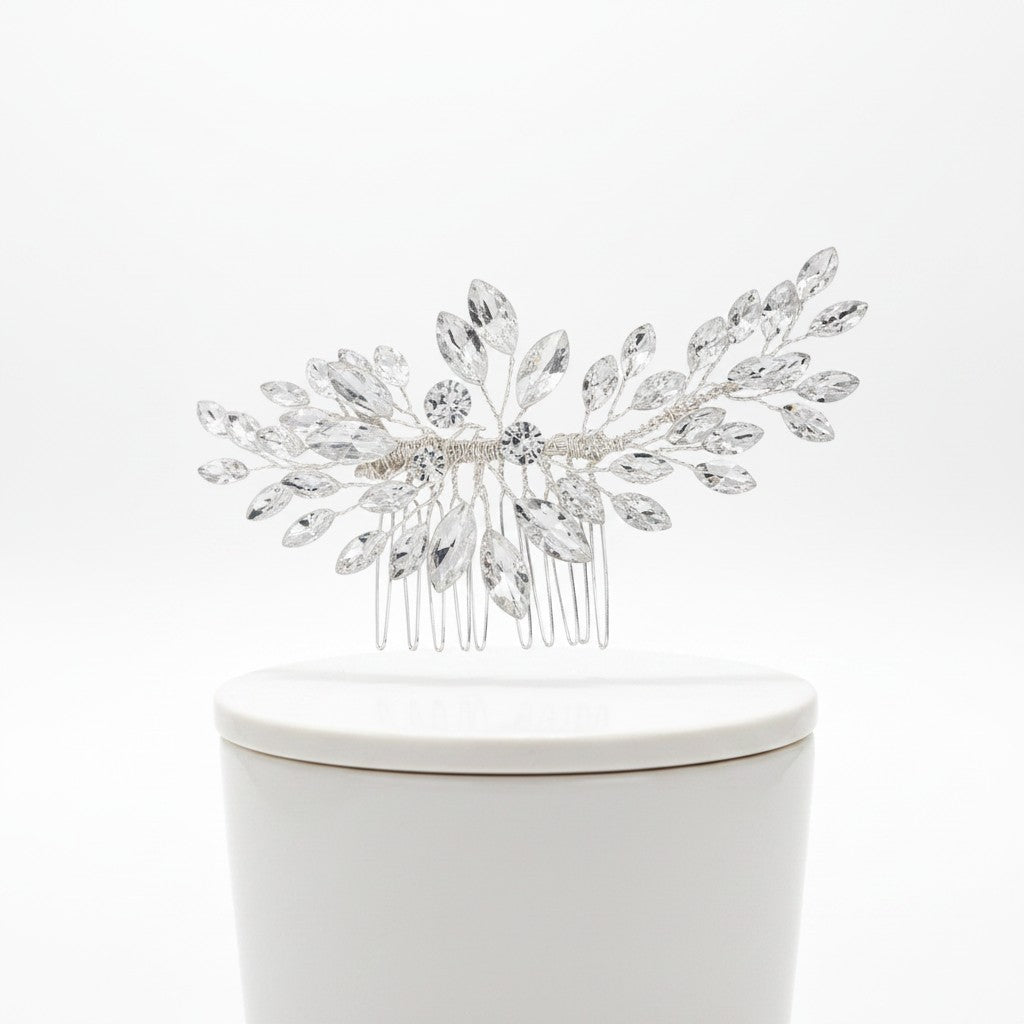 ATHENA COLLECTION - GLITZY GLAM HAIR COMB - HC272 SILVER