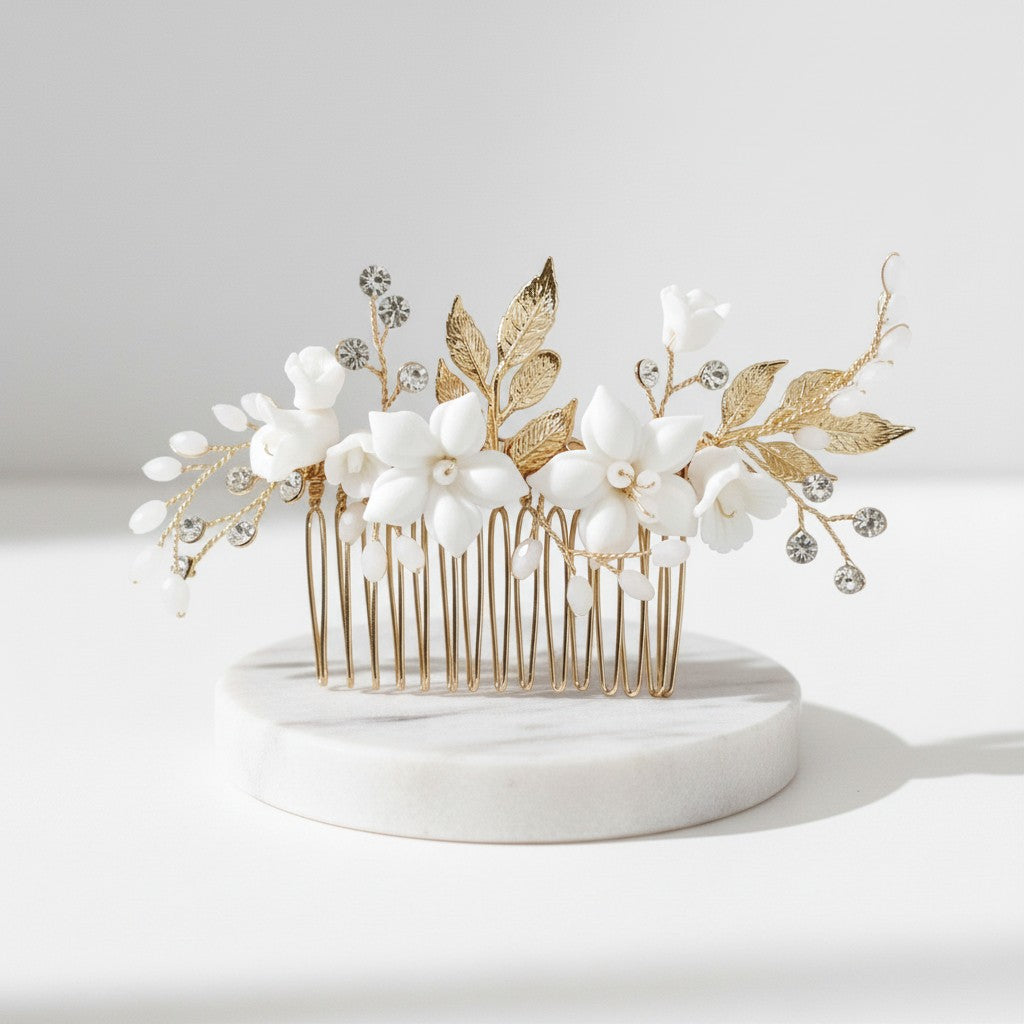 ATHENA COLLECTION - VINTAGE VINE HAIR COMB - HC275 GOLD