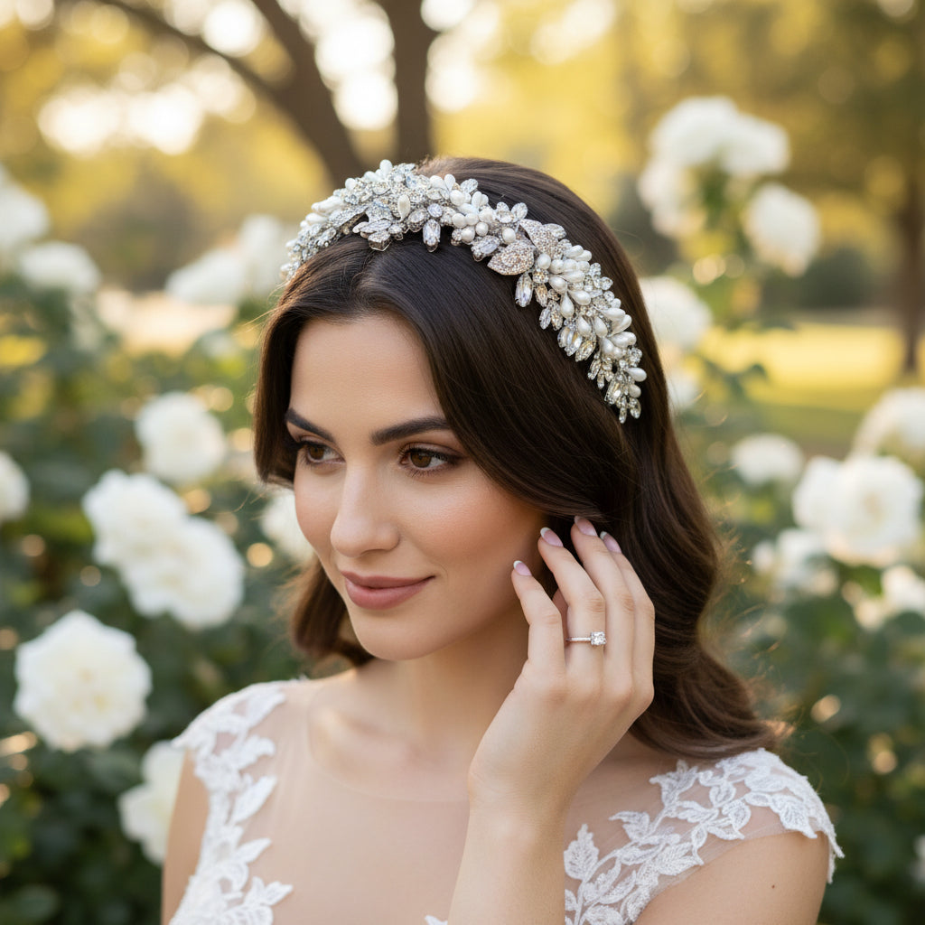SASSB COLLECTION  - VINTAGE HEIRLOOM HEADPIECE - AHB157 SILVER