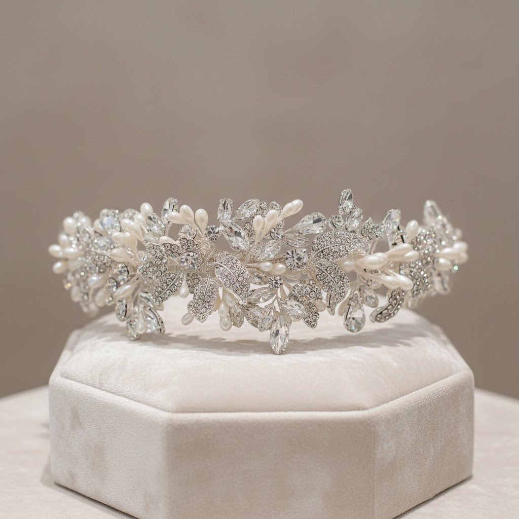 SASSB COLLECTION  - VINTAGE HEIRLOOM HEADPIECE - AHB157 SILVER
