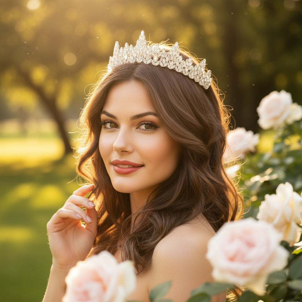 CUBIC ZIRCONIA COLLECTION - LUXE TIARA - AHB159 SILVER