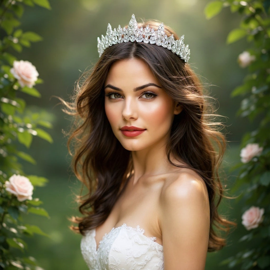 CUBIC ZIRCONIA COLLECTION - LUXE TIARA - AHB159 SILVER