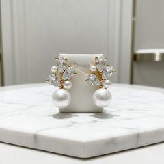 CUBIC ZIRCONIA COLLECTION - VINTAGE CHARM EARRINGS - CZER707 GOLD