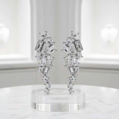 CUBIC ZIRCONIA COLLECTION - HOLLYWOOD GLAM EARRINGS - CZER708 SILVER