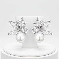 CUBIC ZIRCONIA COLLECTION - STARLET CHIC EARRINGS - CZER709 SILVER