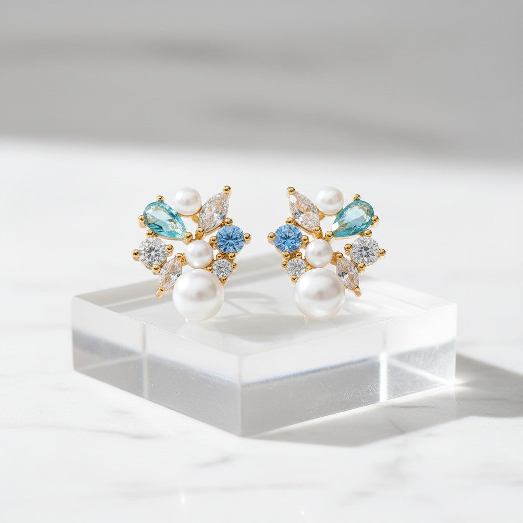 CUBIC ZIRCONIA COLLECTION - LUXE GEM EARRINGS - CZER712 MULTI