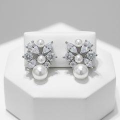 CUBIC ZIRCONIA COLLECTION - LUXE GEM EARRINGS - CZER712 SILVER