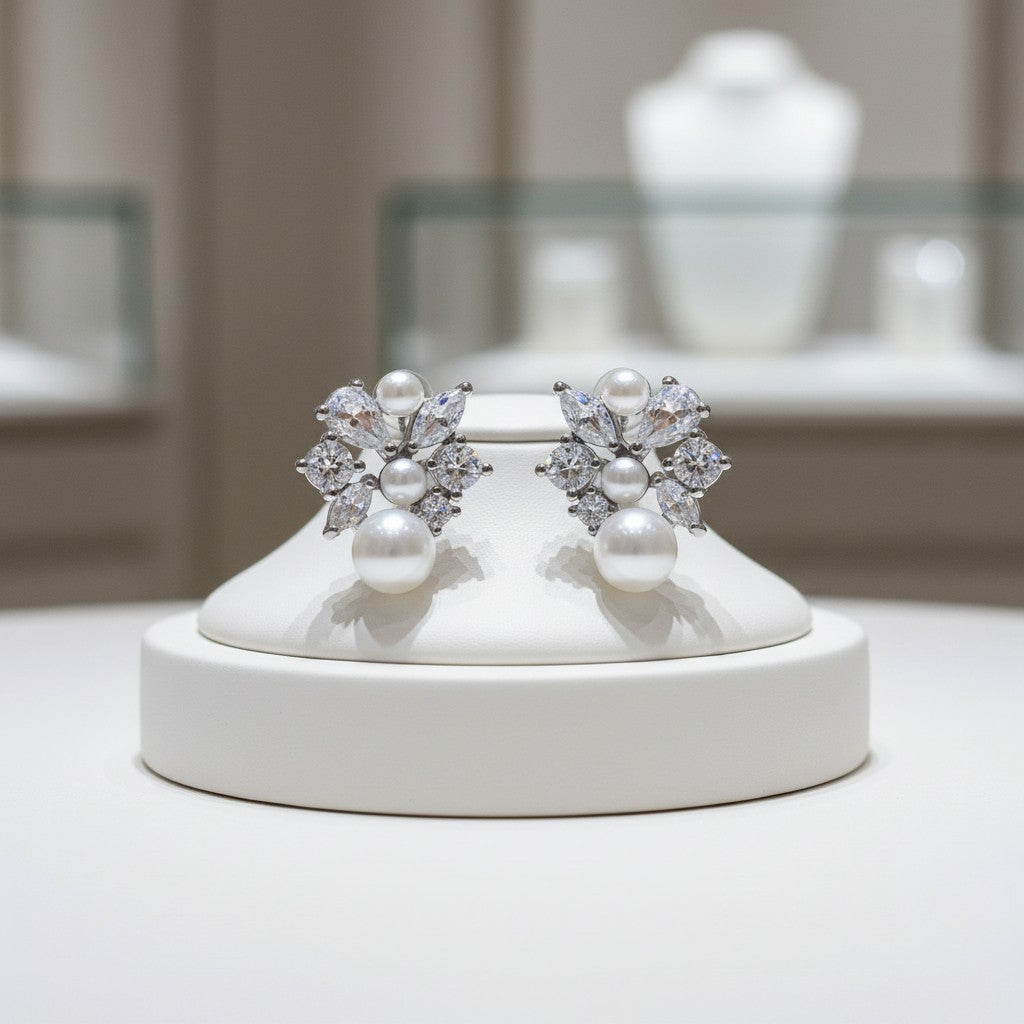 CUBIC ZIRCONIA COLLECTION - LUXE GEM EARRINGS - CZER712 SILVER
