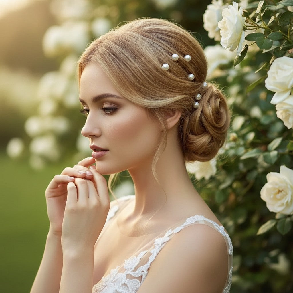 ATHENA COLLECTION - WHITE HAIR PIN SET - PIN73 SILVER