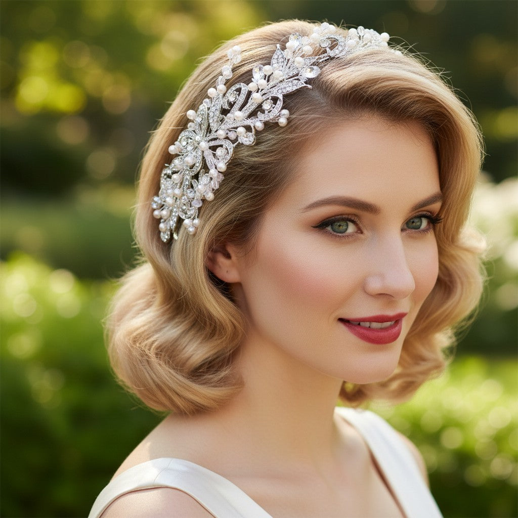 ATHENA COLLECTION - LUXE PEARL HAIR COMB - HC276 SILVER