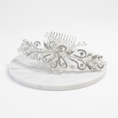 ATHENA COLLECTION - LUXE PEARL HAIR COMB - HC276 SILVER