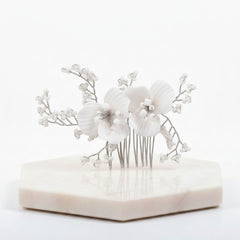 ATHENA COLLECTION - FLOWER OF ELEGANCE HAIR COMB - HC277 SILVER