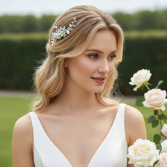 ATHENA COLLECTION - EXQUISITE HAIR VINE COMB - HC279 SILVER