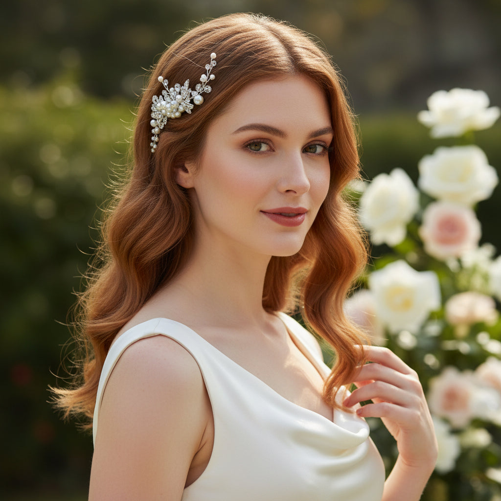 ATHENA COLLECTION - EXQUISITE HAIR VINE COMB - HC279 SILVER