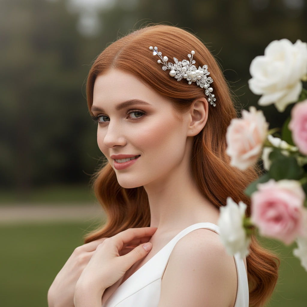 ATHENA COLLECTION - EXQUISITE HAIR VINE COMB - HC279 SILVER