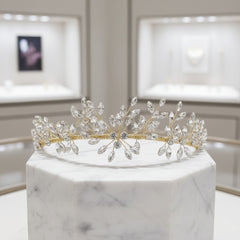 ATHENA COLLECTION - CRYSTAL STARBURST TIARA - AHB163 GOLD