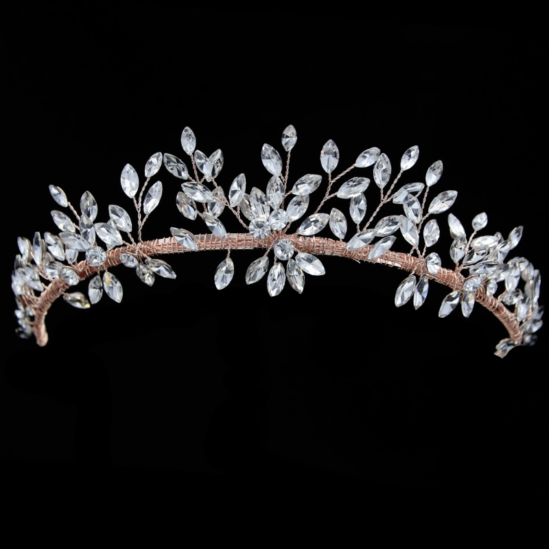 ATHENA COLLECTION - CRYSTAL STARBURST TIARA - AHB163  ROSE GOLD