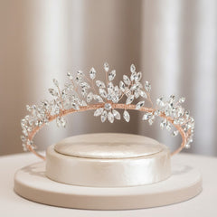 ATHENA COLLECTION - CRYSTAL STARBURST TIARA - AHB163  ROSE GOLD