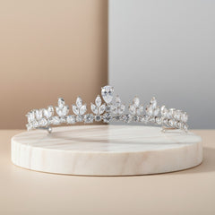CUBIC ZIRCONIA COLLECTION - CHIC SPARKLE TIARA -AHB164 SILVER