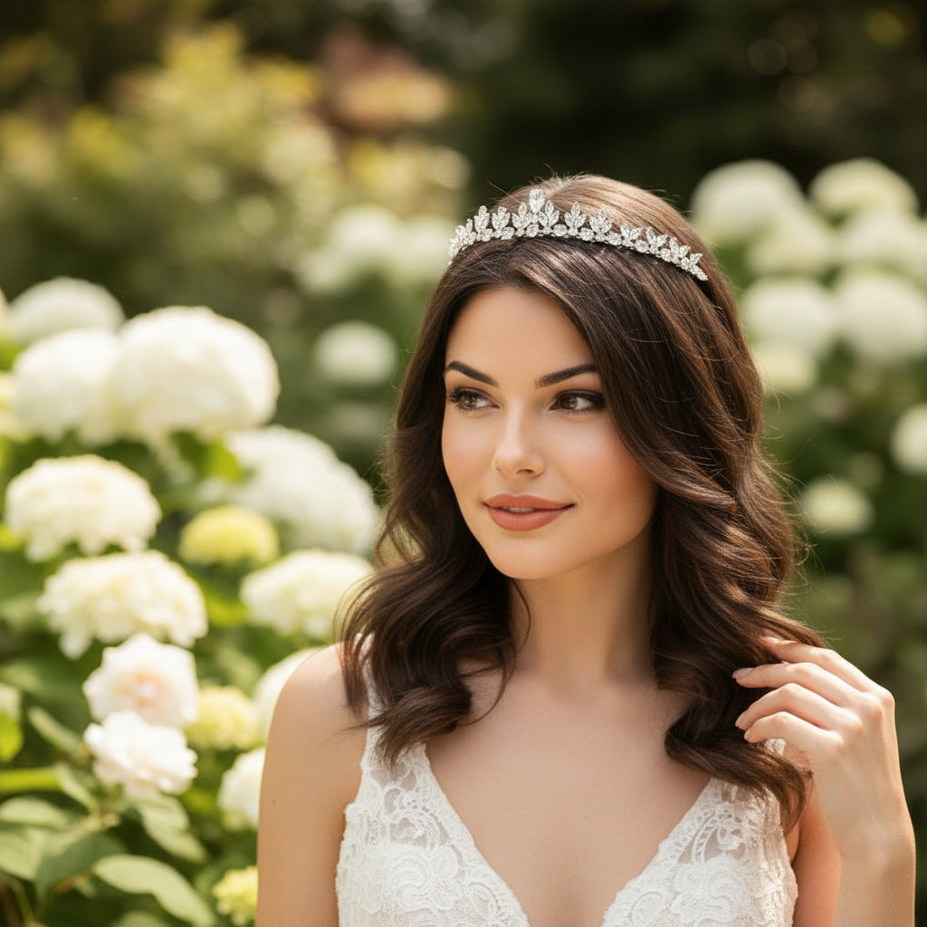 CUBIC ZIRCONIA COLLECTION - CHIC SPARKLE TIARA -AHB164 SILVER