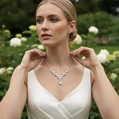 CUBIC ZIRCONIA COLLECTION - SIMULATED DIAMOND NECKLACE - CZNK187 SILVER