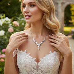 CUBIC ZIRCONIA COLLECTION - SIMULATED DIAMOND NECKLACE - CZNK187 SILVER
