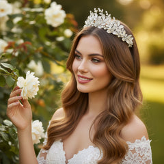 ATHENA COLLECTION - VINTAGE VINE TIARA - AHB165 SILVER