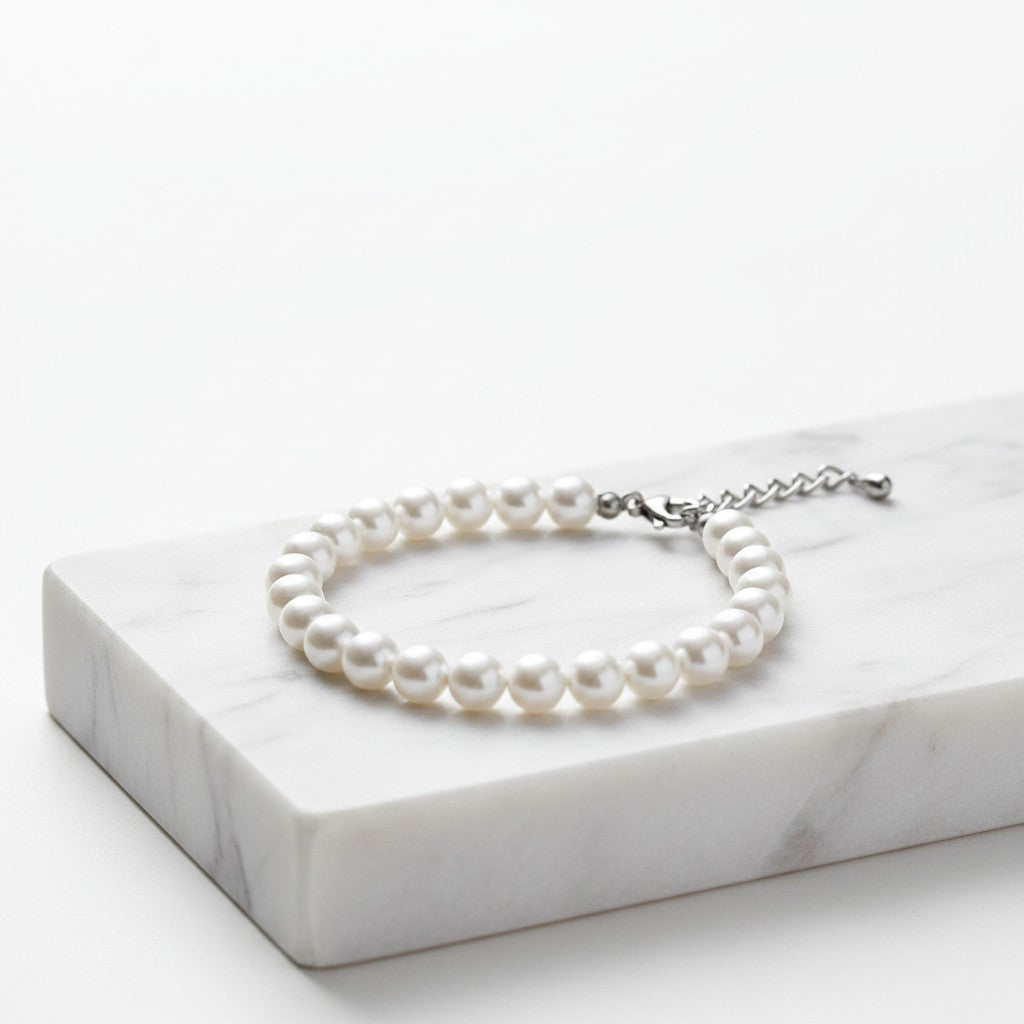 ATHENA COLLECTION - CHIC PEARL BRACELET - BR145 SILVER