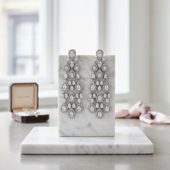 CUBIC ZIRCONIA COLLECTION - STARLET GLAM EARRINGS - CZER719 SILVER