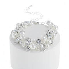 ATHENA COLLECTION - PEARL CLUSTER BRACELET - BR148 SILVER