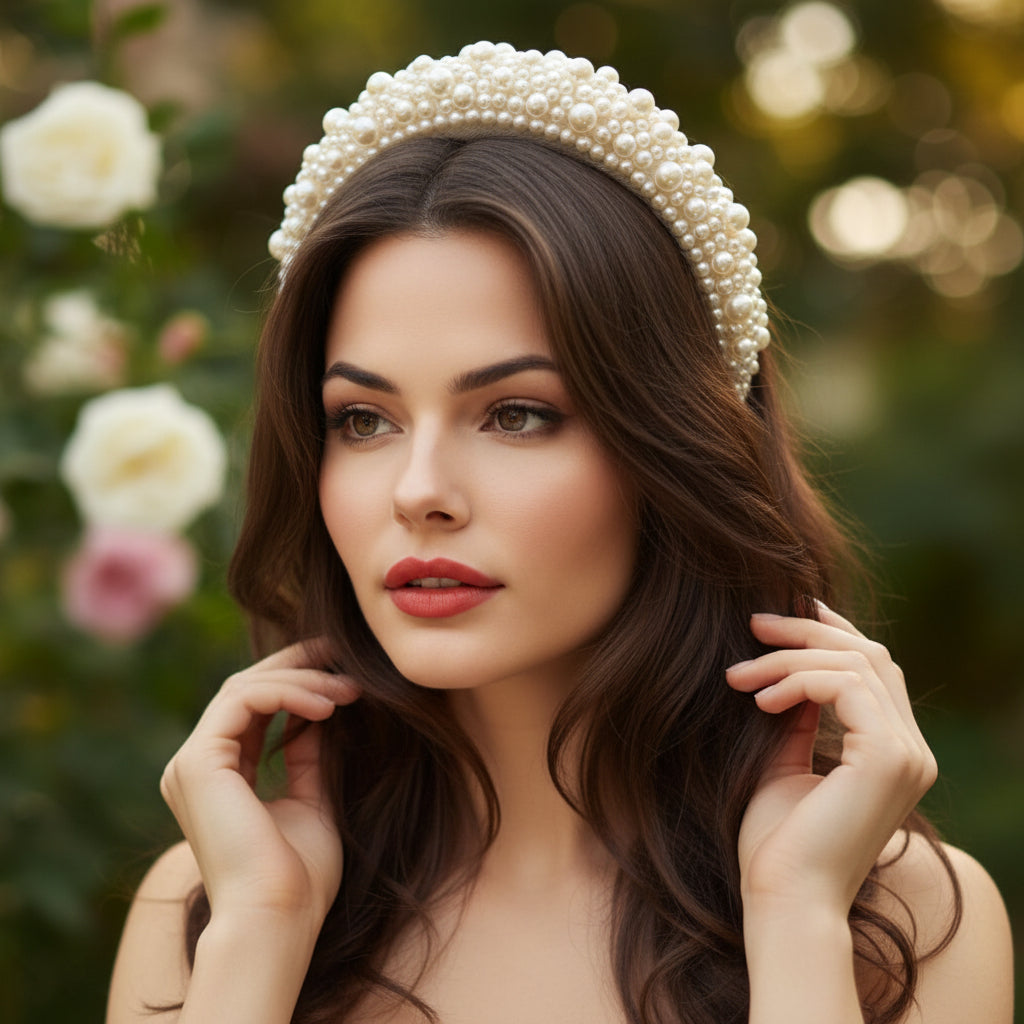 ATHENA COLLECTION - LUXE PEARL HEADBAND - AHB166 IVORY