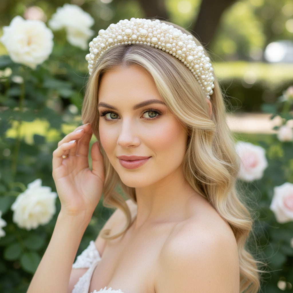 ATHENA COLLECTION - LUXE PEARL HEADBAND - AHB166 IVORY