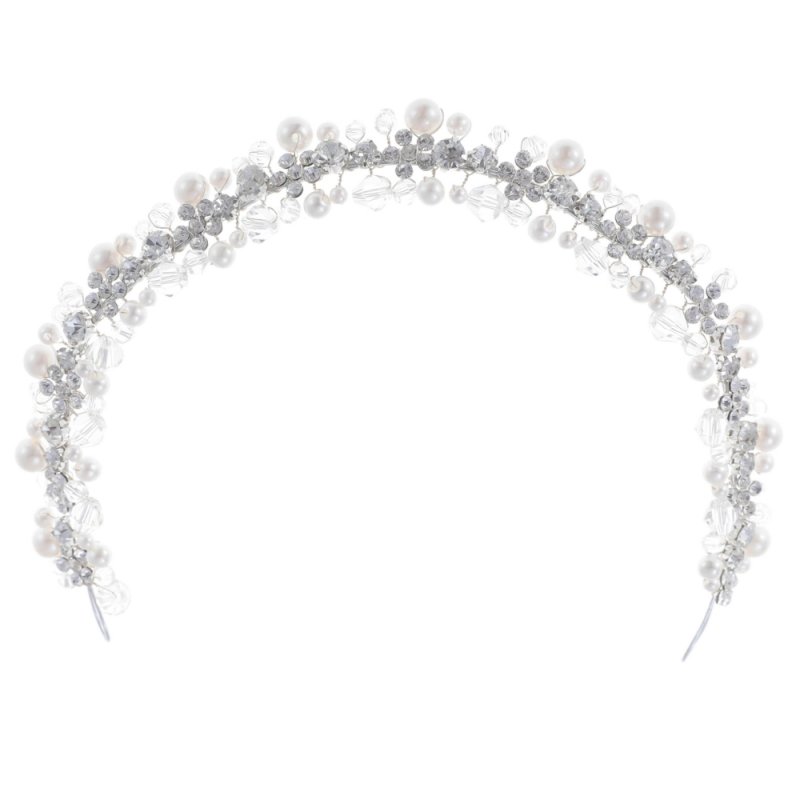 ATHENA COLLECTION - PEARL HEADBAND - AHB167 SILVER