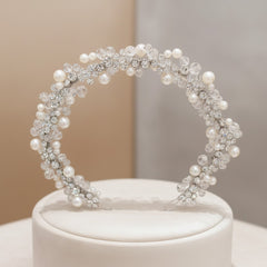 ATHENA COLLECTION - PEARL HEADBAND - AHB167 SILVER