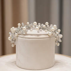 ATHENA COLLECTION - PEARL HEADBAND - AHB167 SILVER