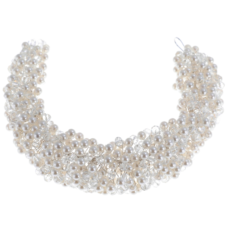 ATHENA COLLECTION - STARLET PEARL HEADBAND - AHB168 SILVER