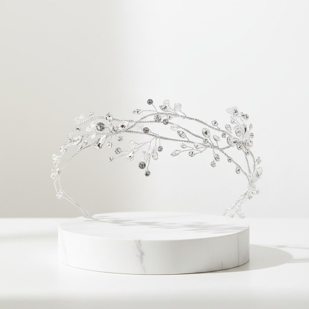 ATHENA COLLECTION - VINTAGE VINE HEADPIECE - HP239 SILVER