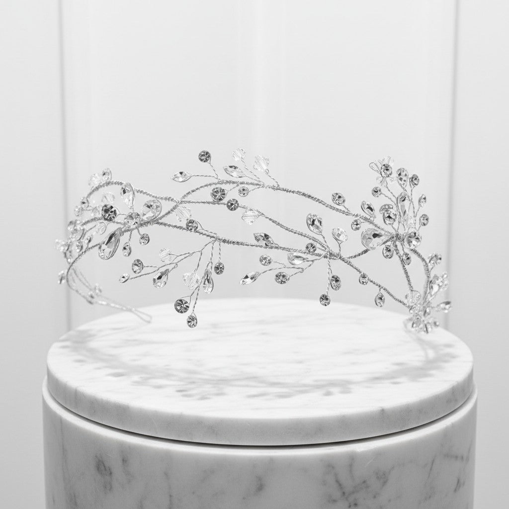 ATHENA COLLECTION - VINTAGE VINE HEADPIECE - HP239 SILVER