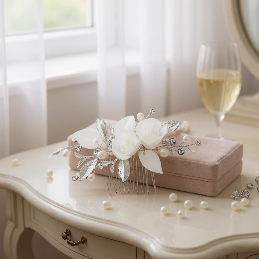 ATHENA COLLECTION - FOREVER ROSE HAIR COMB - HC256 SILVER