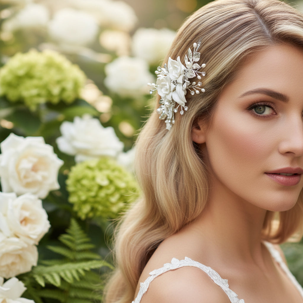 ATHENA COLLECTION - FOREVER ROSE HAIR COMB - HC256 SILVER