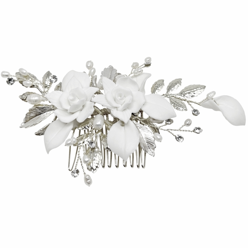 ATHENA COLLECTION - GOLDEN TREASURE HAIR COMB - HC270 SILVER