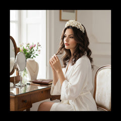 ATHENA COLLECTION - PEARL CLUSTER HEADBAND - AHB169 GOLD