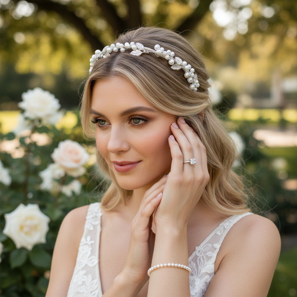 ATHENA COLLECTION - DIVINE VINE HEADBAND - AHB170 SILVER