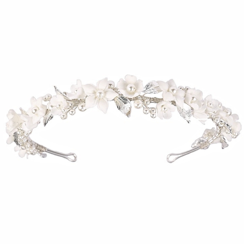 ATHENA COLLECTION - FLORAL VINE HEADBAND - AHB171 SILVER