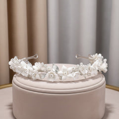 ATHENA COLLECTION - FLORAL VINE HEADBAND - AHB171 SILVER