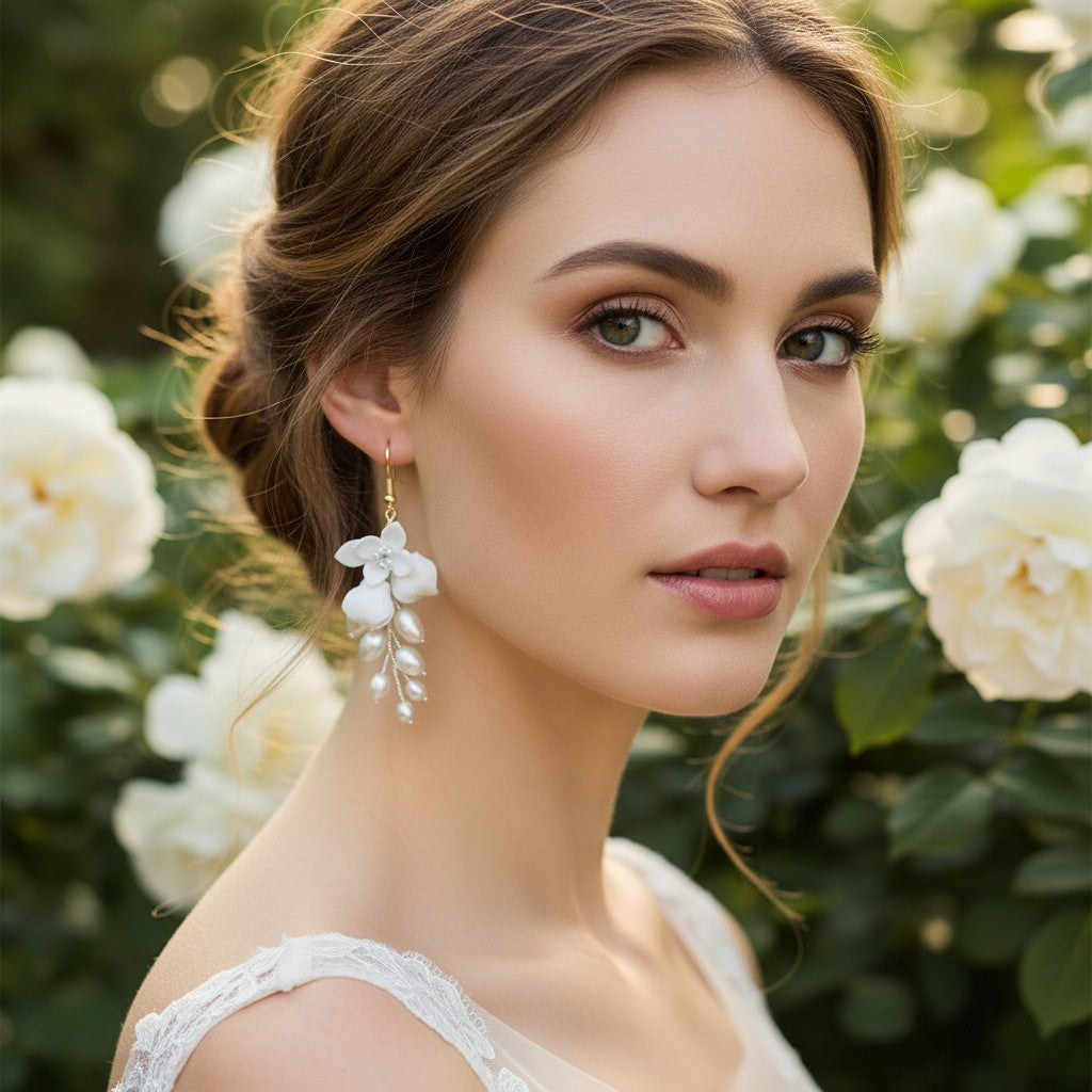 ATHENA COLLECTION - ELEGANCE OF PEARLS EARRINGS - CZER701 GOLD