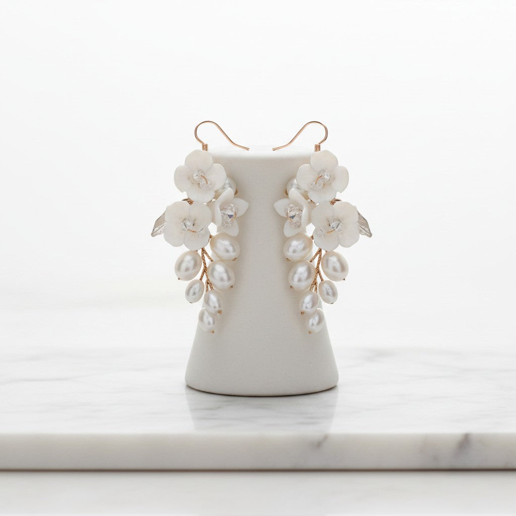 ATHENA COLLECTION - ELEGANCE OF PEARLS EARRINGS - CZER701 GOLD