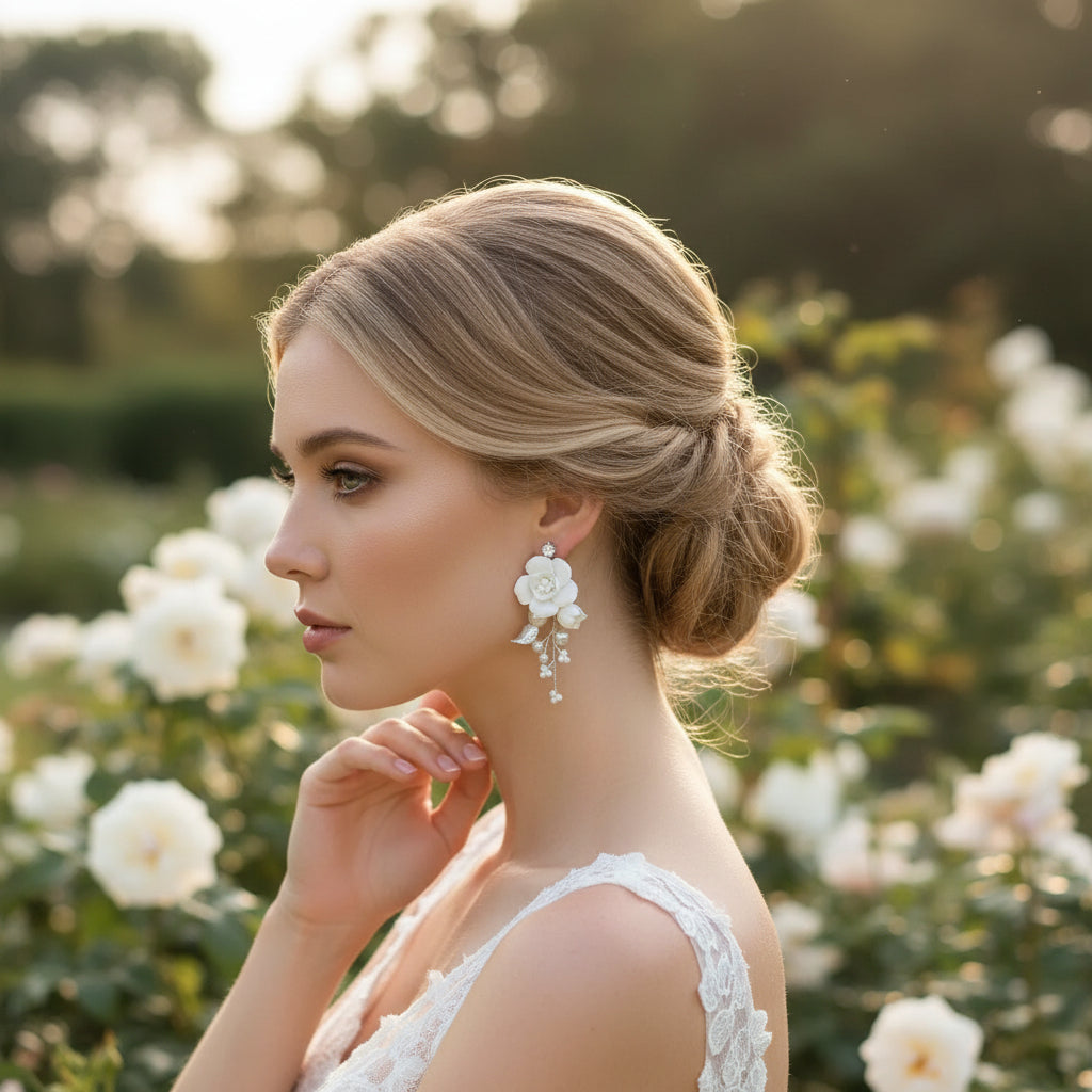 ATHENA COLLECTION - STARLET FLOWER EARRINGS - CZER724 SILVER