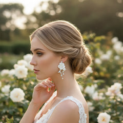 ATHENA COLLECTION - STARLET FLOWER EARRINGS - CZER724 SILVER